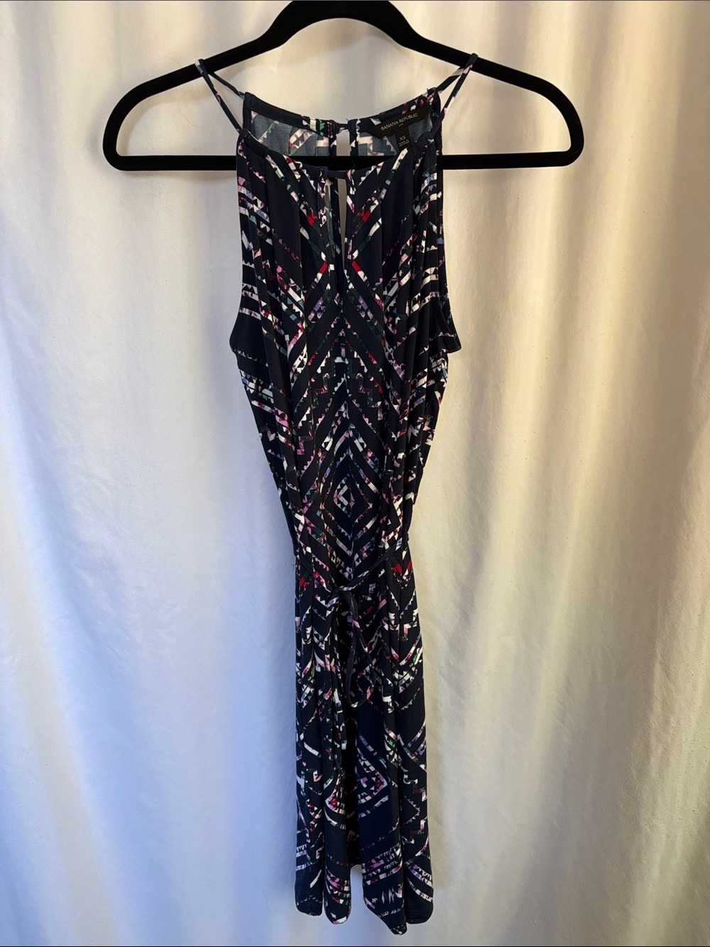 Banana Republic Navy Geometric Print Dress with Pink & White Accents